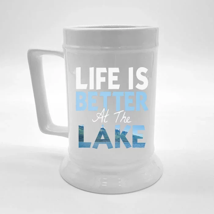 Life Is Better At The Lake Fishing Boating Front & Back Beer Stein