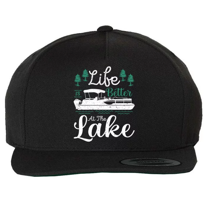 Life Is Better At The Lake Sailboat Sailing Pontoon Boating Great Gift Wool Snapback Cap