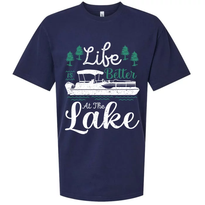 Life Is Better At The Lake Sailboat Sailing Pontoon Boating Great Gift Sueded Cloud Jersey T-Shirt