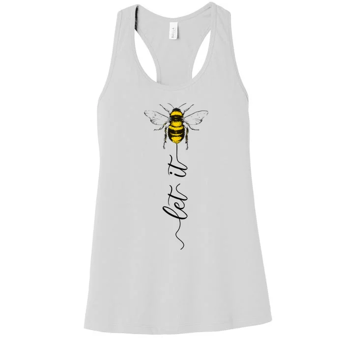 Let It Bee Hand Drawn Sweet Bees Beekeeper Line Art Girl Women's Racerback Tank