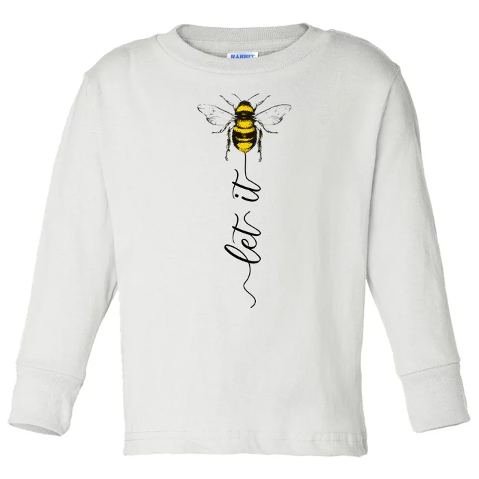 Let It Bee Hand Drawn Sweet Bees Beekeeper Line Art Girl Toddler Long Sleeve Shirt