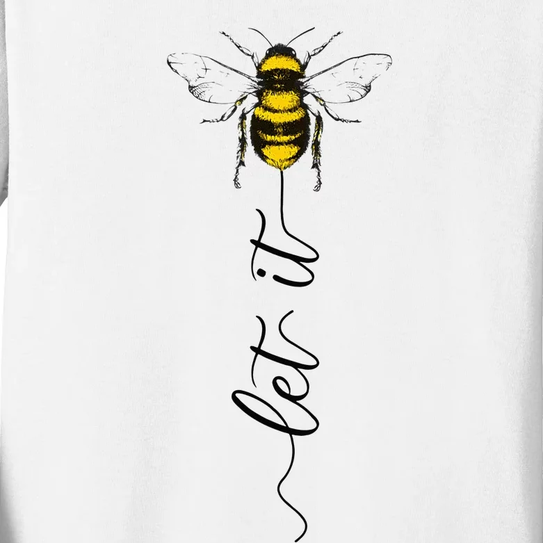 Let It Bee Hand Drawn Sweet Bees Beekeeper Line Art Girl Kids Long Sleeve Shirt