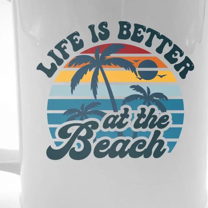 Life Is Better At The Beach Girls Trip Summer Vacation Retro Great Gift Front & Back Beer Stein