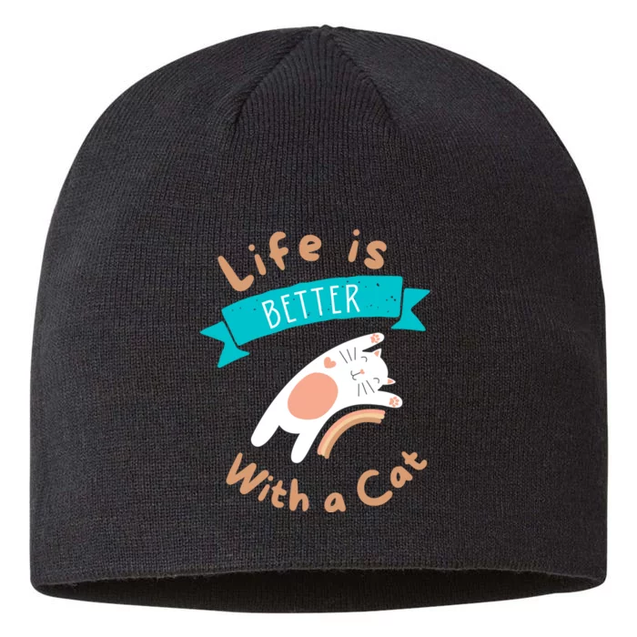 Life Is Better With A Cat Cat Lover 8 1/2in Sustainable Knit Beanie