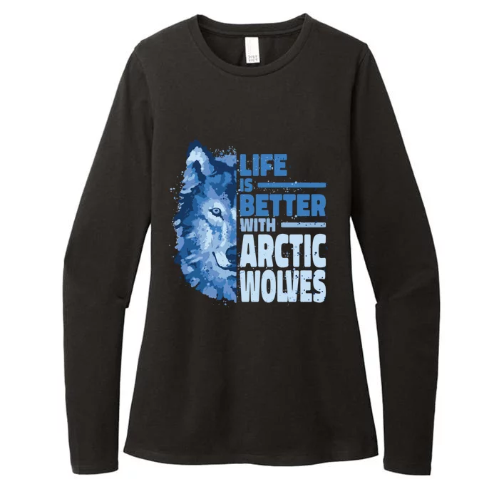 Life Is Better With Arctic Wolves Retro Arctic Wolf Gift Womens CVC Long Sleeve Shirt