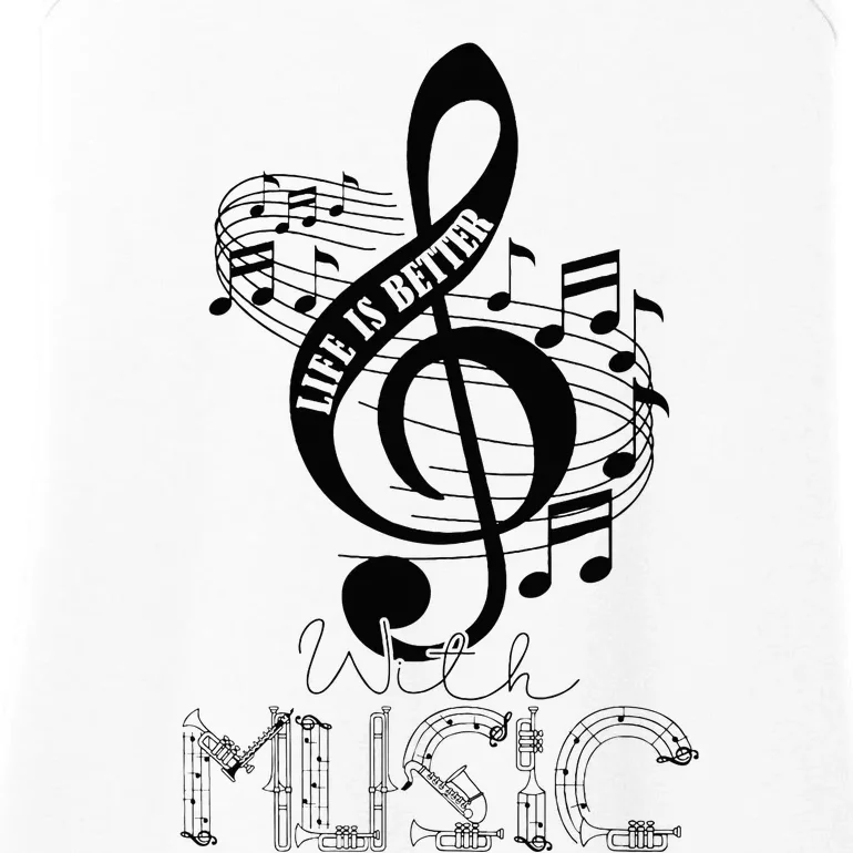 Life Is Better With Music Notes Musical Sheet Musician Music Ladies Essential Tank