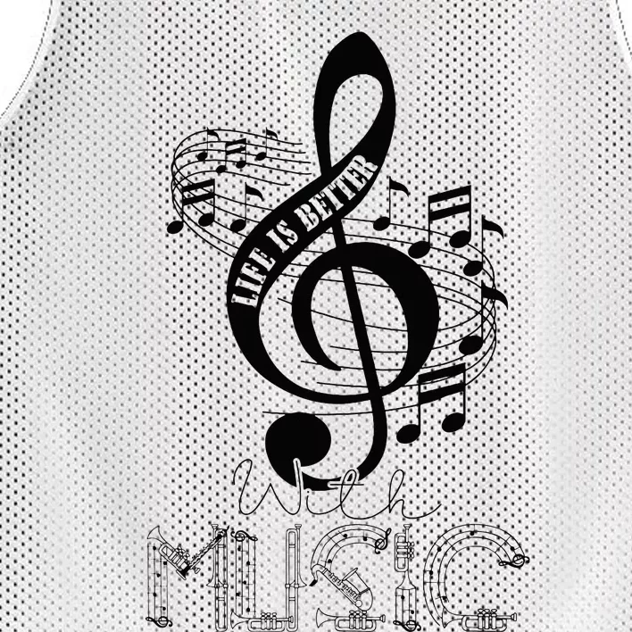 Life Is Better With Music Notes Musical Sheet Musician Music Mesh Reversible Basketball Jersey Tank