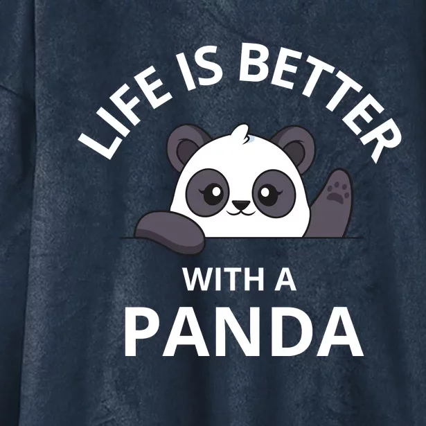 Life Is Better With A Panda Funny Cute Panda Hooded Wearable Blanket