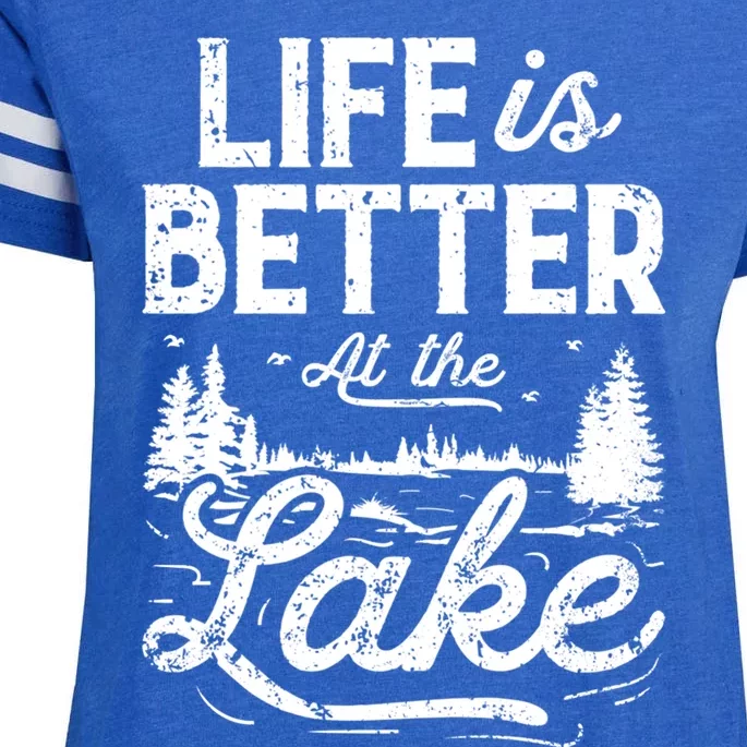 Life Is Better At Lake Gift Fishing Boating Sailing Funny Gift Enza Ladies Jersey Football T-Shirt