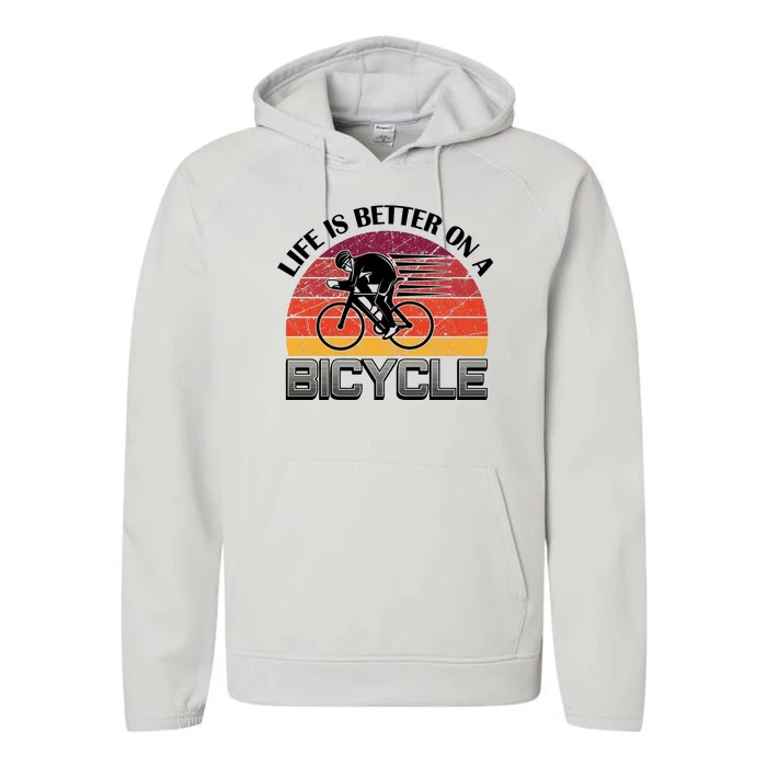 Life Is Better On A Bicycle Performance Fleece Hoodie