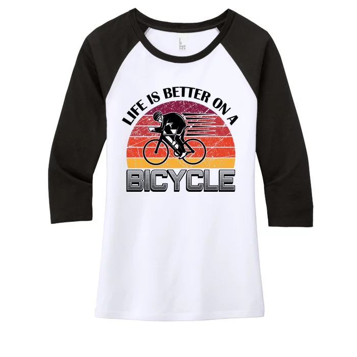 Life Is Better On A Bicycle Women's Tri-Blend 3/4-Sleeve Raglan Shirt