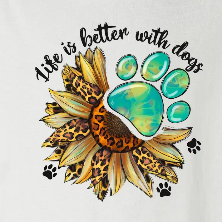 Life Is Better With Dogs’ Sublimation Featuring Dog Paws & Western Sunflowers Toddler Long Sleeve Shirt