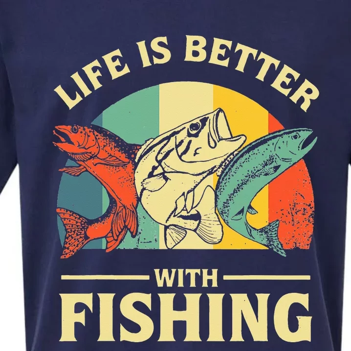 Life Is Better With Fishing Father Day Lover Sueded Cloud Jersey T-Shirt