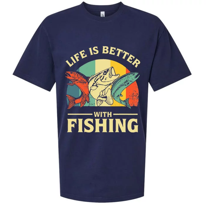 Life Is Better With Fishing Father Day Lover Sueded Cloud Jersey T-Shirt