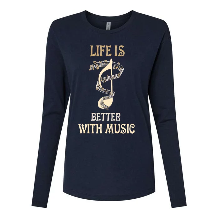 Life Is Better With Music Singer Musician Instrumentalist Womens Cotton Relaxed Long Sleeve T-Shirt