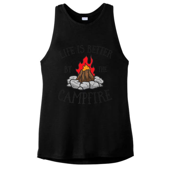 Life Is Better By The Campfire Scouts Camping Campfire Ladies Tri-Blend Wicking Tank