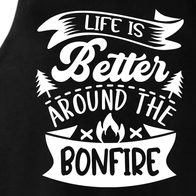 Life Is Better Behind The Bonfire Funny Camping Ladies Tri-Blend Wicking Tank