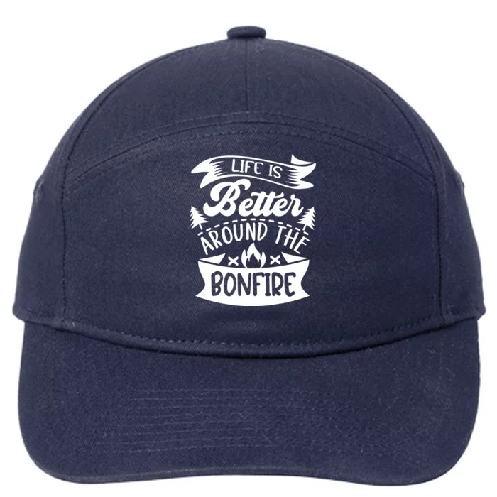 Life Is Better Behind The Bonfire Funny Camping 7-Panel Snapback Hat