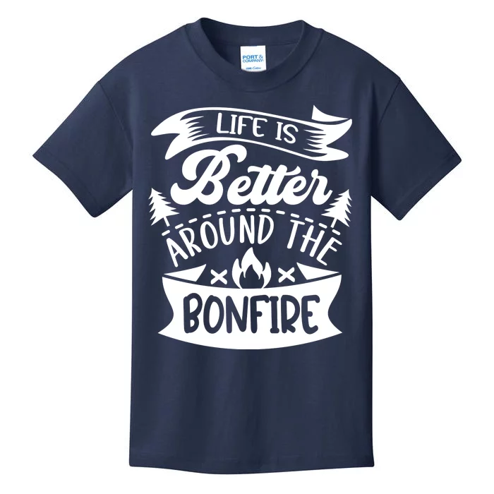 Life Is Better Behind The Bonfire Funny Camping Kids T-Shirt