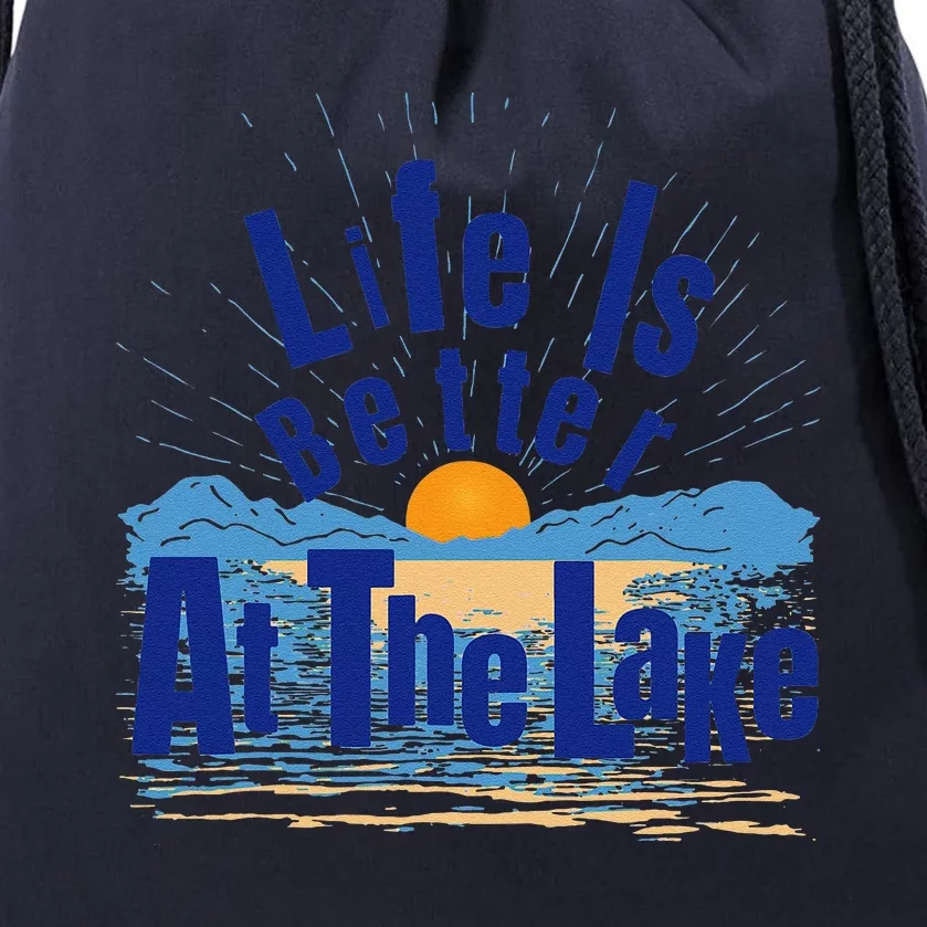 Life Is Better At The Lake Bum Fishing Boating Gift Drawstring Bag