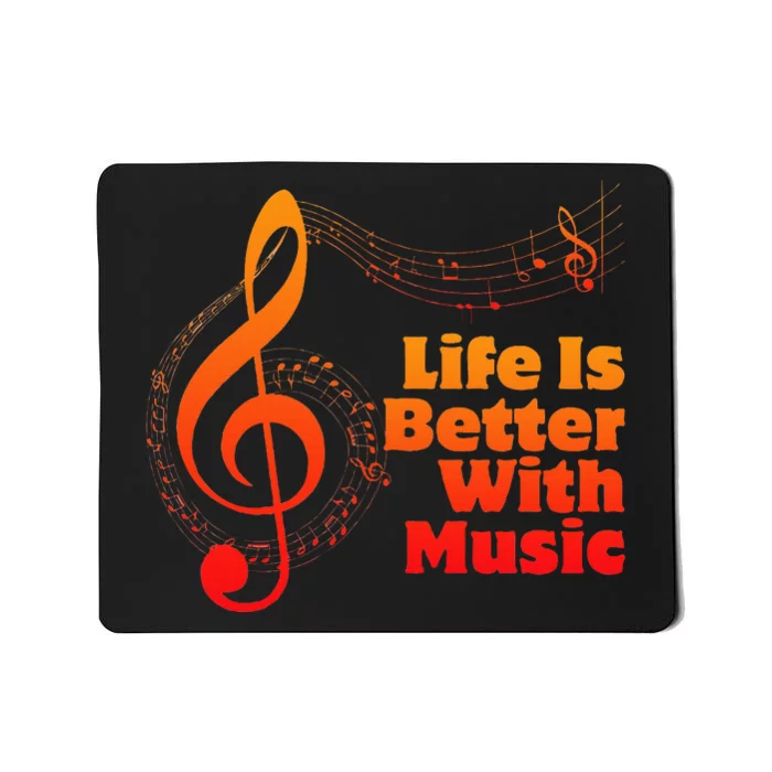 Life Is Better With Music Theory Musician Teacher Notes Clef Mousepad