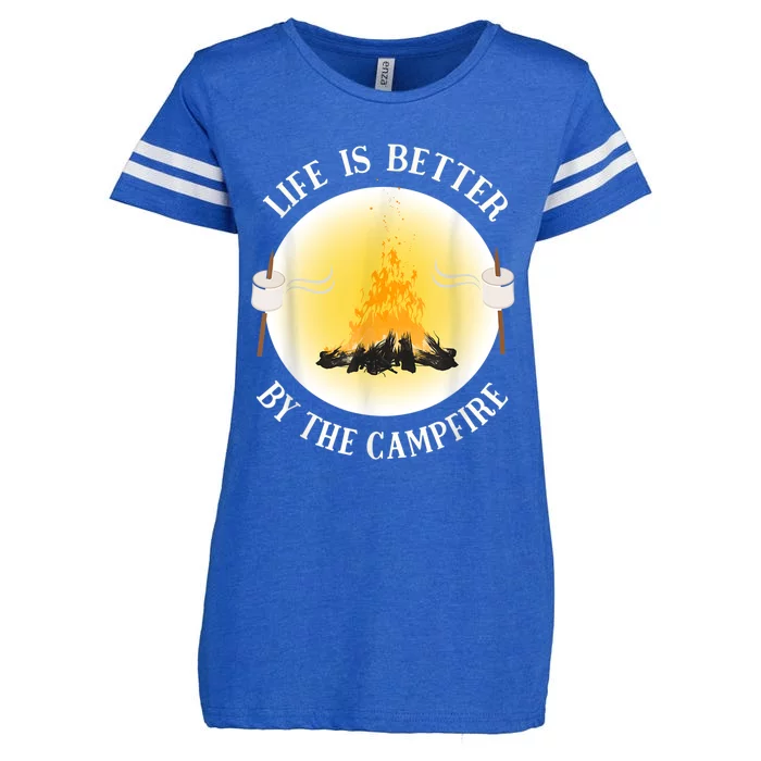 Life Is Better By The Campfire Funny Camping Enza Ladies Jersey Football T-Shirt