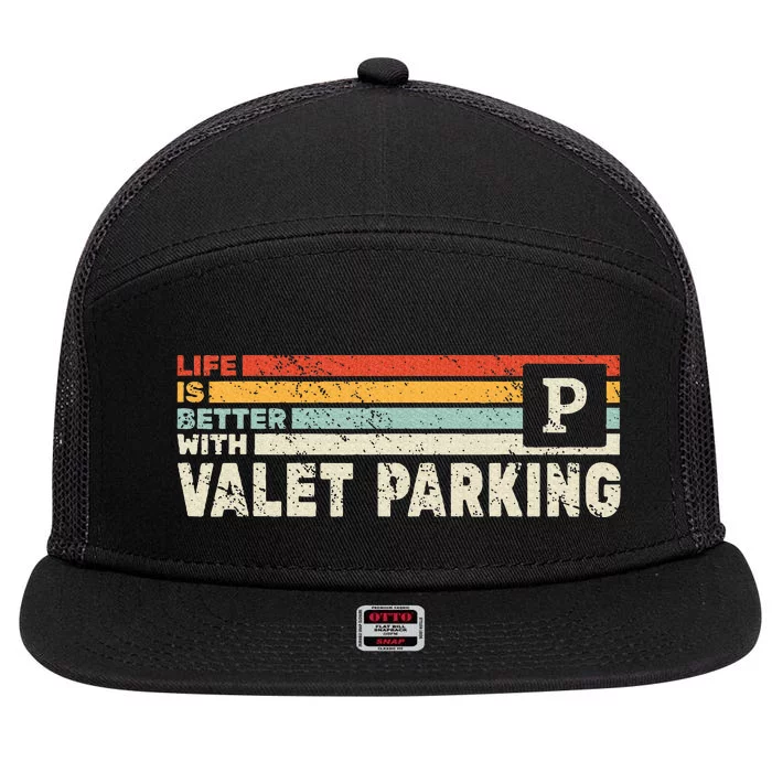 Life Is Better With Valet Parking Retro Parking Attendant 7 Panel Mesh Trucker Snapback Hat