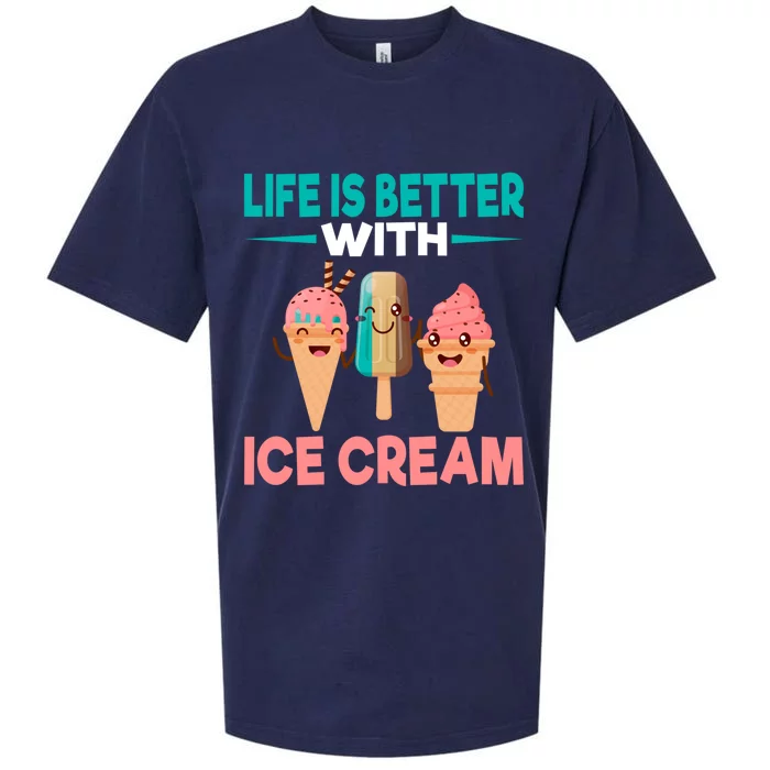 Life Is Better With Ice Cream Cute Gift Sueded Cloud Jersey T-Shirt