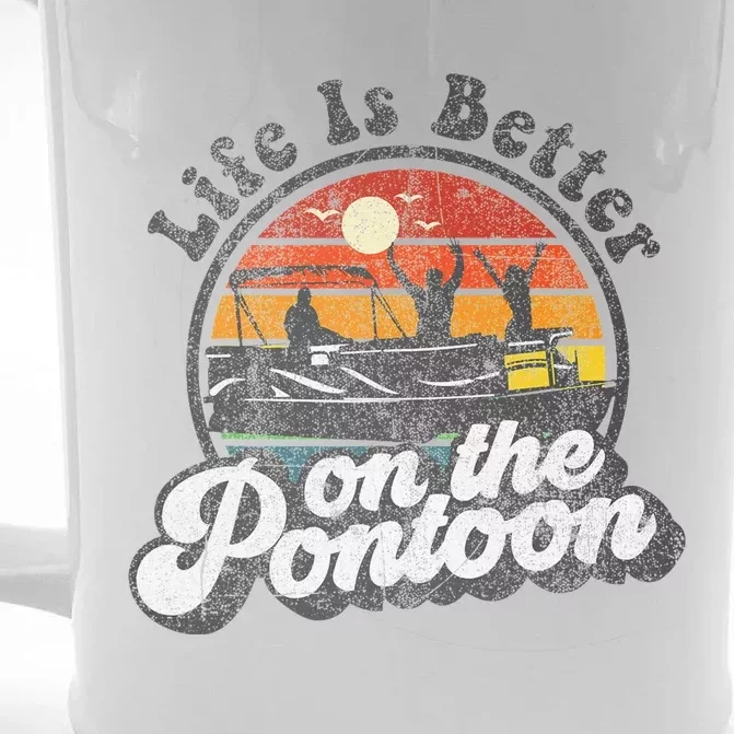 Life Is Better On The Pontoon Boat Funny Boating Lake Gift Front & Back Beer Stein