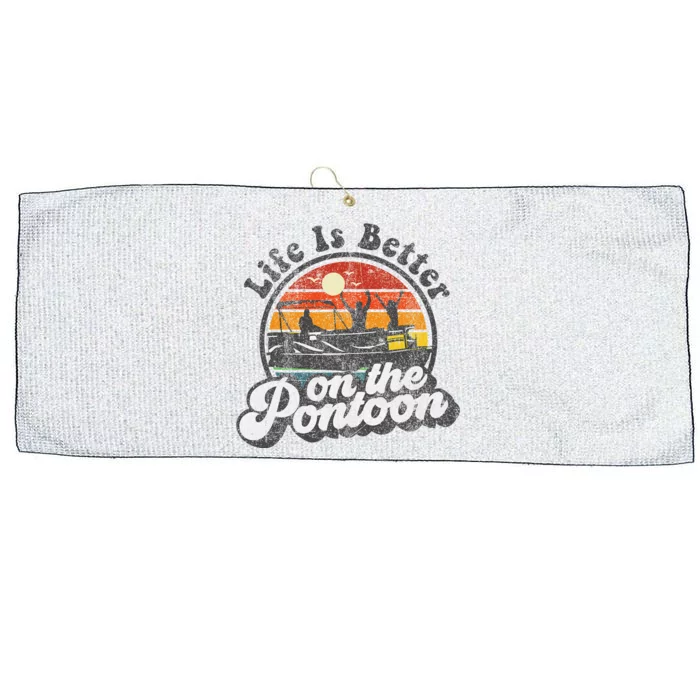 Life Is Better On The Pontoon Boat Funny Boating Lake Gift Large Microfiber Waffle Golf Towel