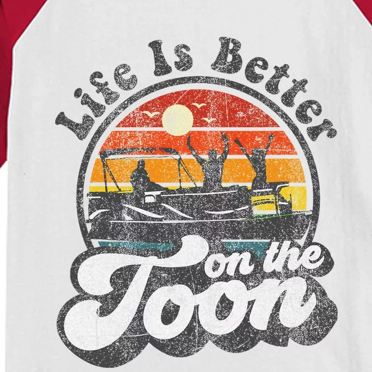 Life Is Better On The Toon Funny Pontoon Boat Boating Gift Kids Colorblock Raglan Jersey