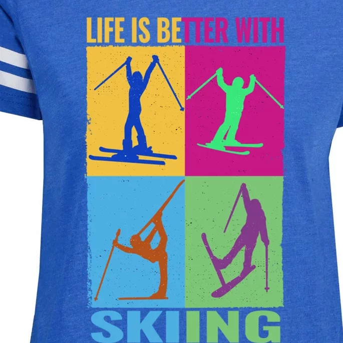 Life Is Better With Skiing Snow Ski And Funny Snow Skiing Gift Enza Ladies Jersey Football T-Shirt