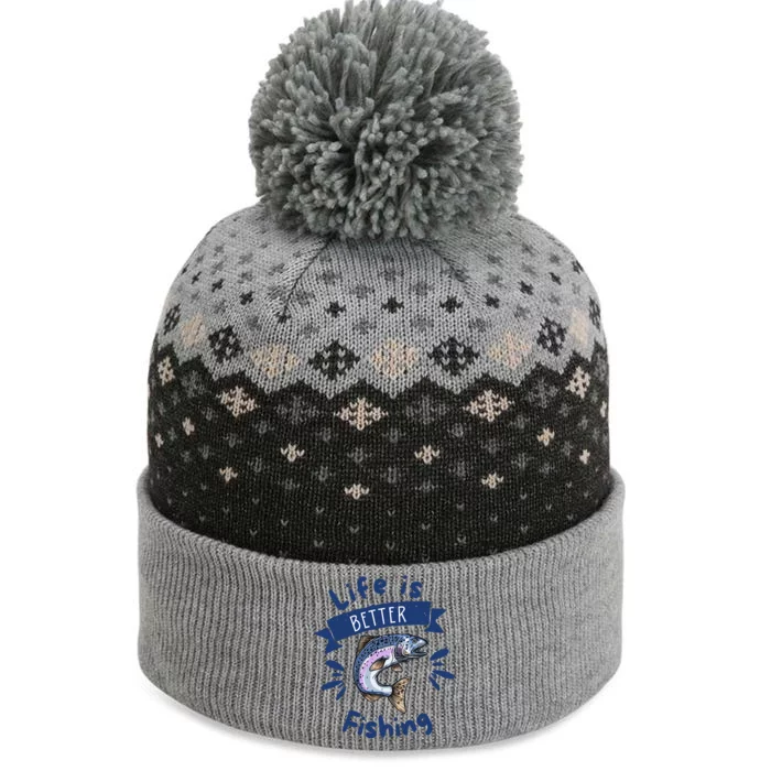 Life Is Better With Fishing The Baniff Cuffed Pom Beanie