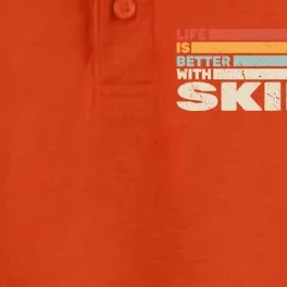 Life Is Better With Skiing Snow Skier And Retro Snow Skiing Gift Dry Zone Grid Performance Polo