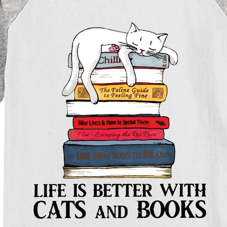 Life Is Better With Cats And Books Cat Book Kids Colorblock Raglan Jersey