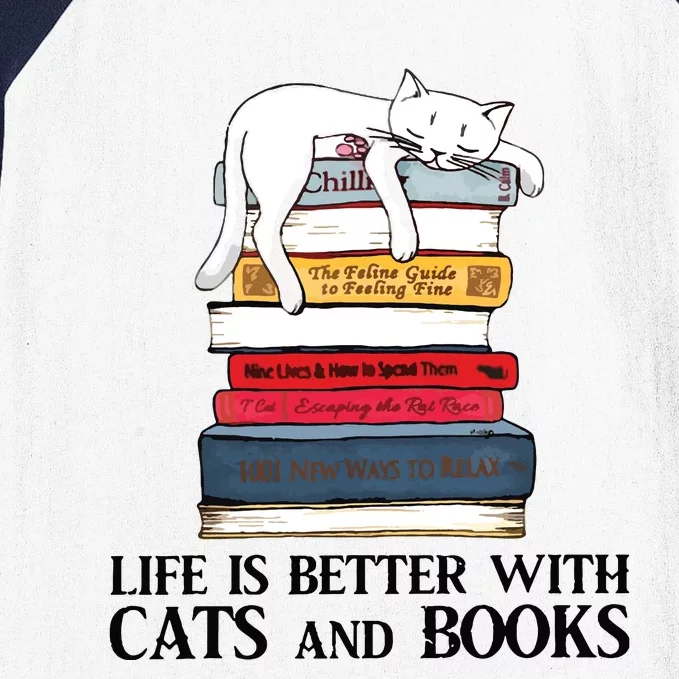 Life Is Better With Cats And Books Cat Book Baseball Sleeve Shirt