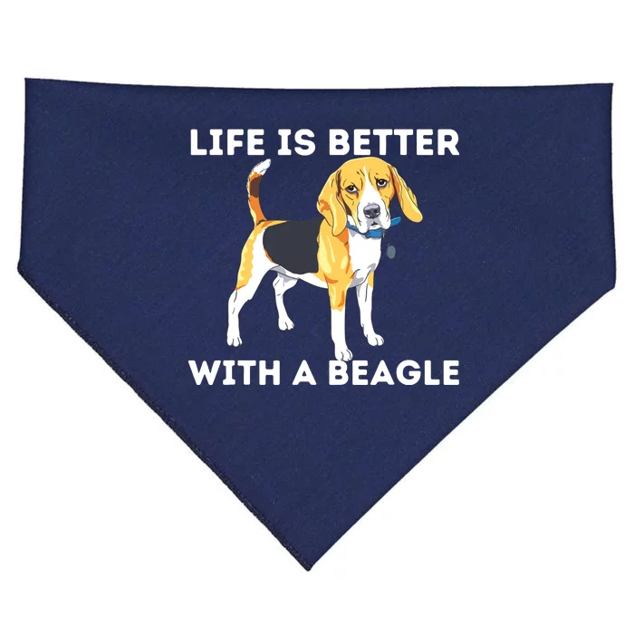 Life Is Better With A Beagle Beagle Dog Lover Pet Owner USA-Made Doggie Bandana