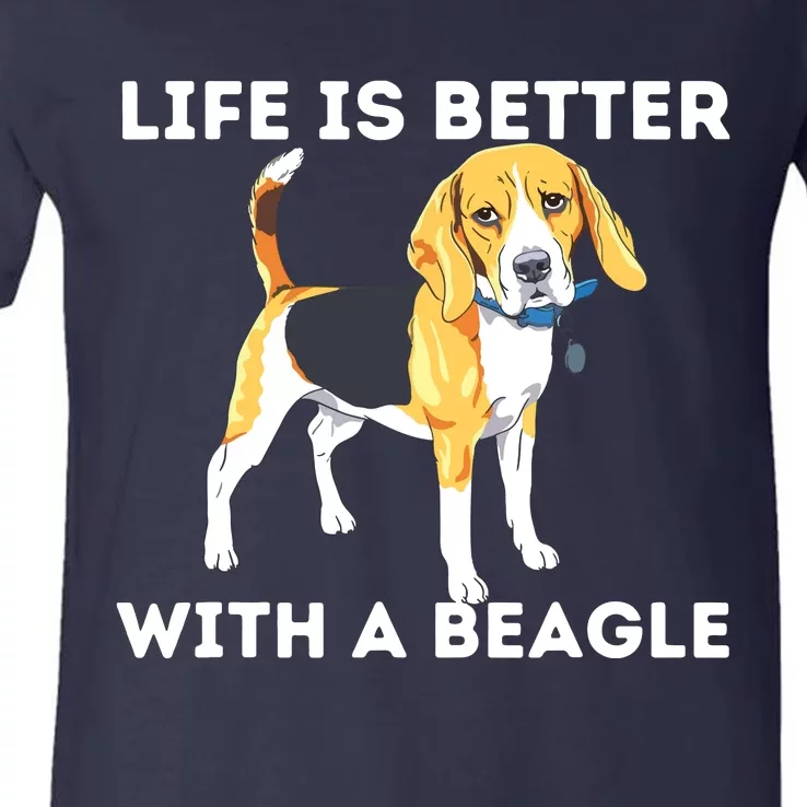 Life Is Better With A Beagle Beagle Dog Lover Pet Owner V-Neck T-Shirt