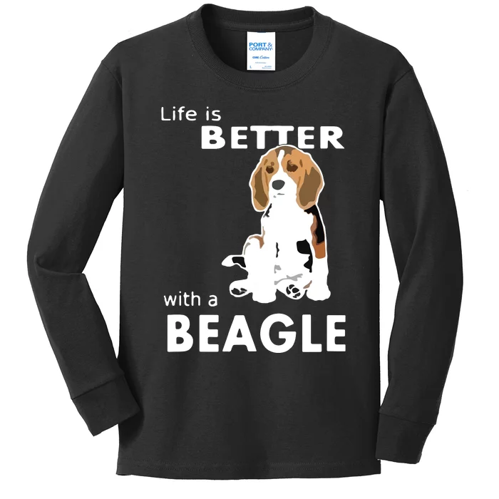 Life Is Better With A Beagle For Beagle Lovers T Kids Long Sleeve Shirt