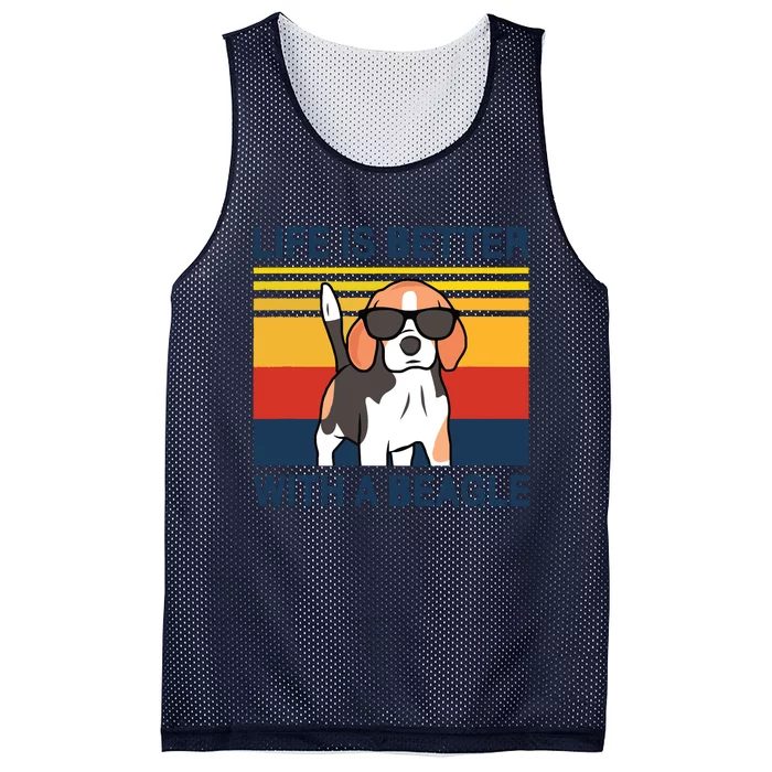 Life Is Better With A Beagle Vintage Dog Design Puppy Lover Mesh Reversible Basketball Jersey Tank