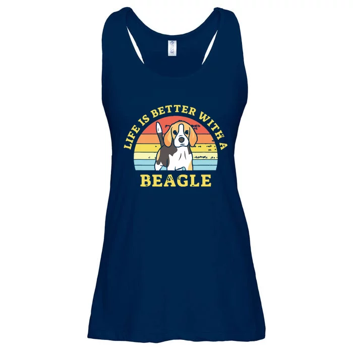 Life Is Better With A Beagle Vintage Dog Design Puppy Lover Ladies Essential Flowy Tank