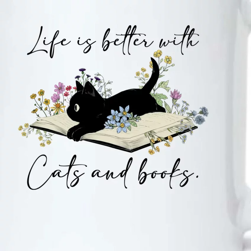 Life Is Better With Cats And Books Black Color Changing Mug