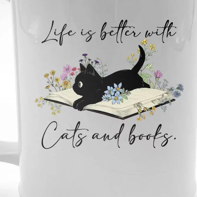 Life Is Better With Cats And Books Front & Back Beer Stein