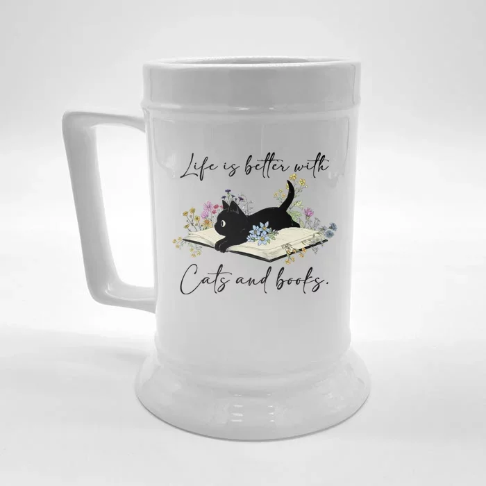 Life Is Better With Cats And Books Front & Back Beer Stein