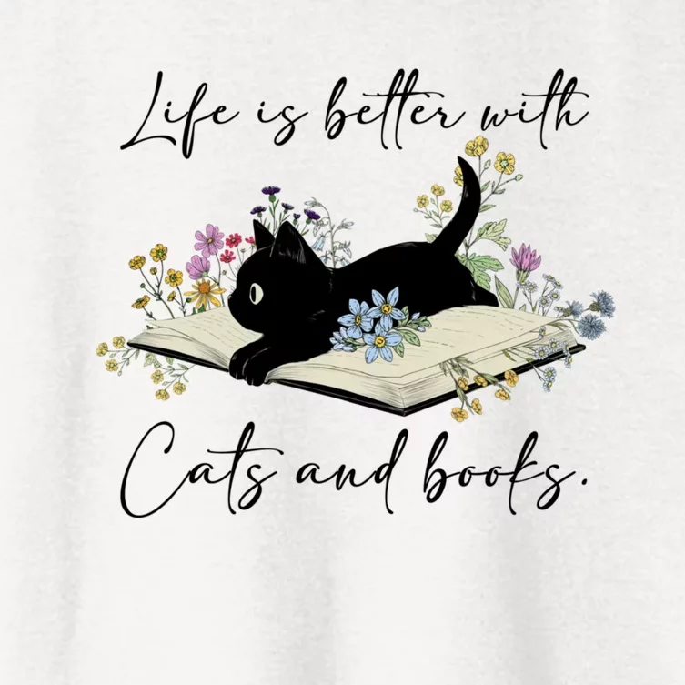 Life Is Better With Cats And Books Women's Crop Top Tee