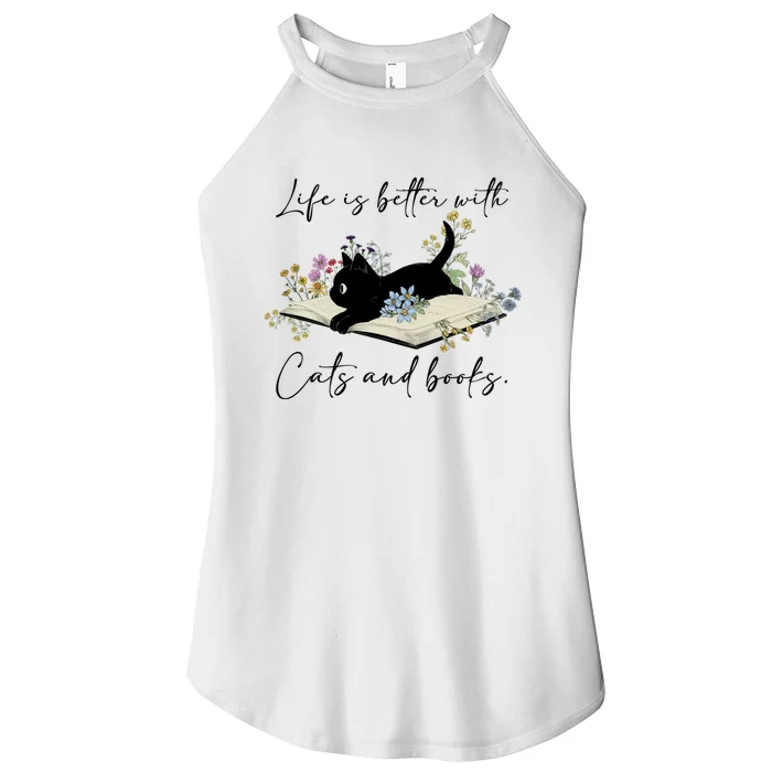 Life Is Better With Cats And Books Women’s Perfect Tri Rocker Tank