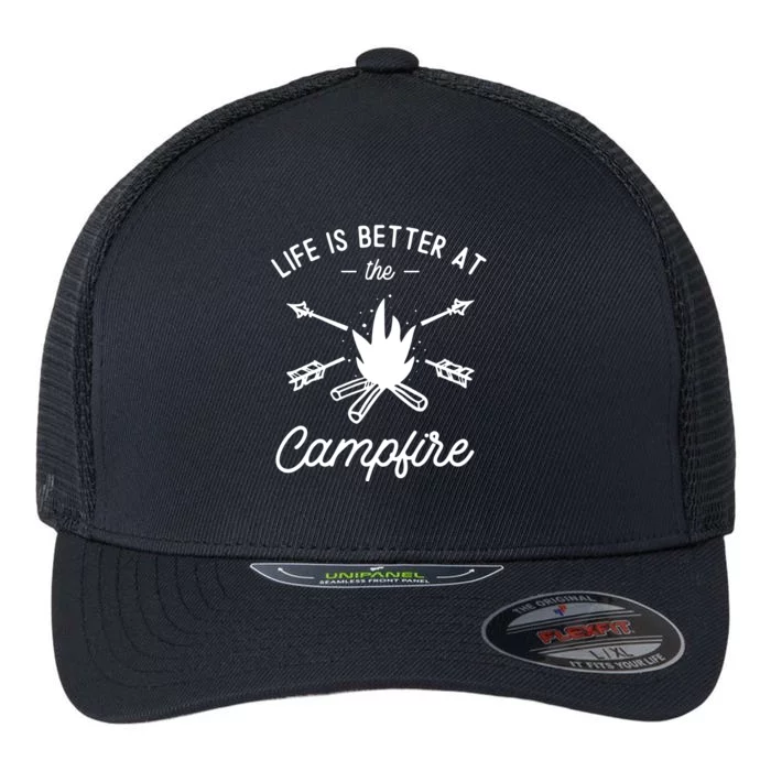 Life Is Better At The Campfire Flexfit Unipanel Trucker Cap