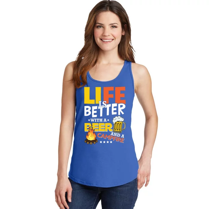 Life Is Better With A Beer And A Campfire Gift For Beer Day Ladies Essential Tank