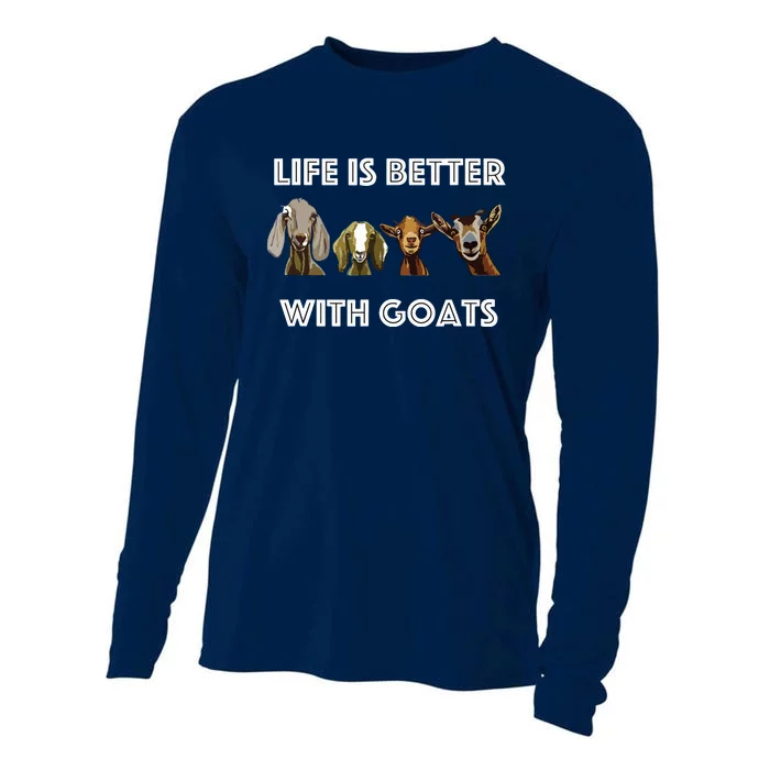 Life Is Better With Goats Goat Lover Cooling Performance Long Sleeve Crew