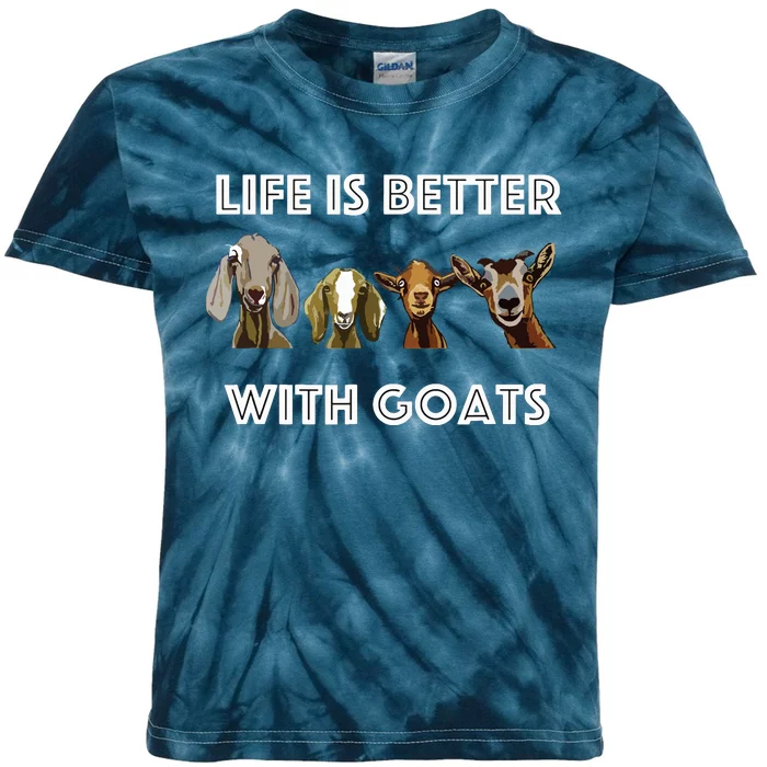 Life Is Better With Goats Goat Lover Kids Tie-Dye T-Shirt